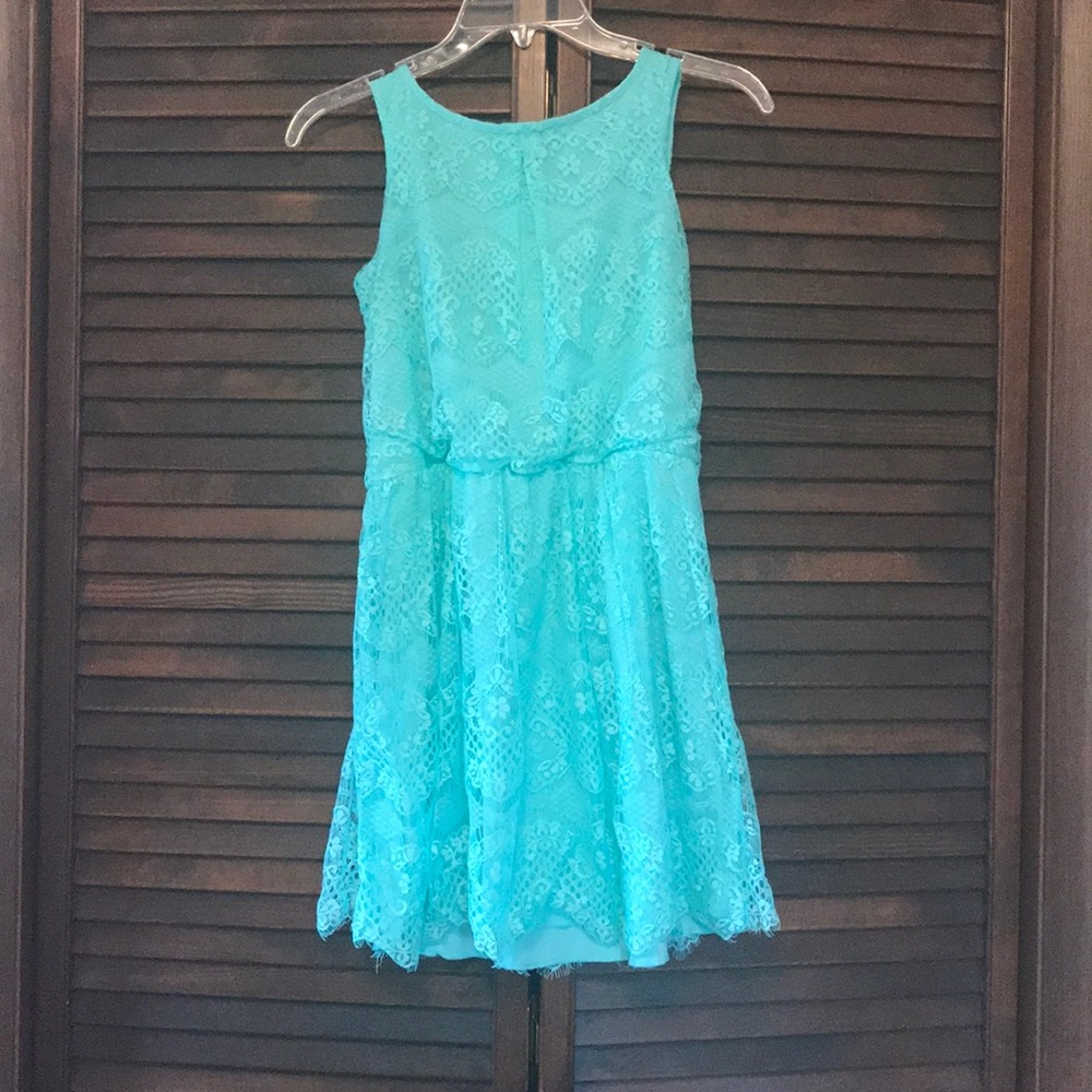 Teal Lace Girls Dress